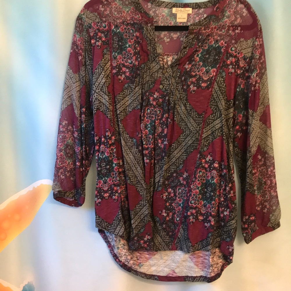 LUCKY BRAND SIZE LARGE L/S 100% Cotton tunic